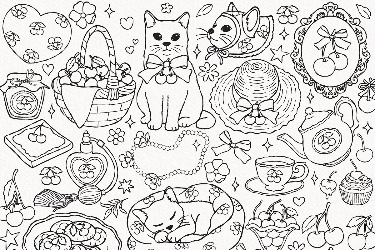 Coquette Cherries Clipart Bundle, a Seasonal Illustration by TitaLivingArt (Photo 2 of 9)