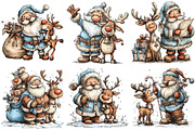 Christmas Santa & Reindeer Clipart, an Illustration by Craft Nest (Thumbnail 5 of 8)