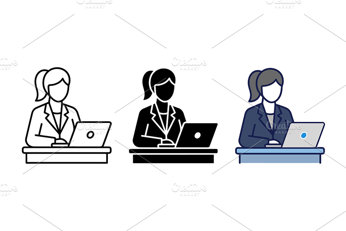 Businesswoman Laptop Vector Art, a Solid Icon by Artonix (Photo 2 of 2)