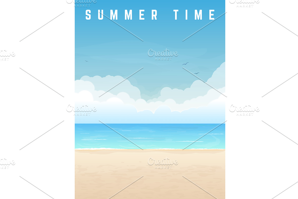 Summer time banner, an Illustration by SkyVectors