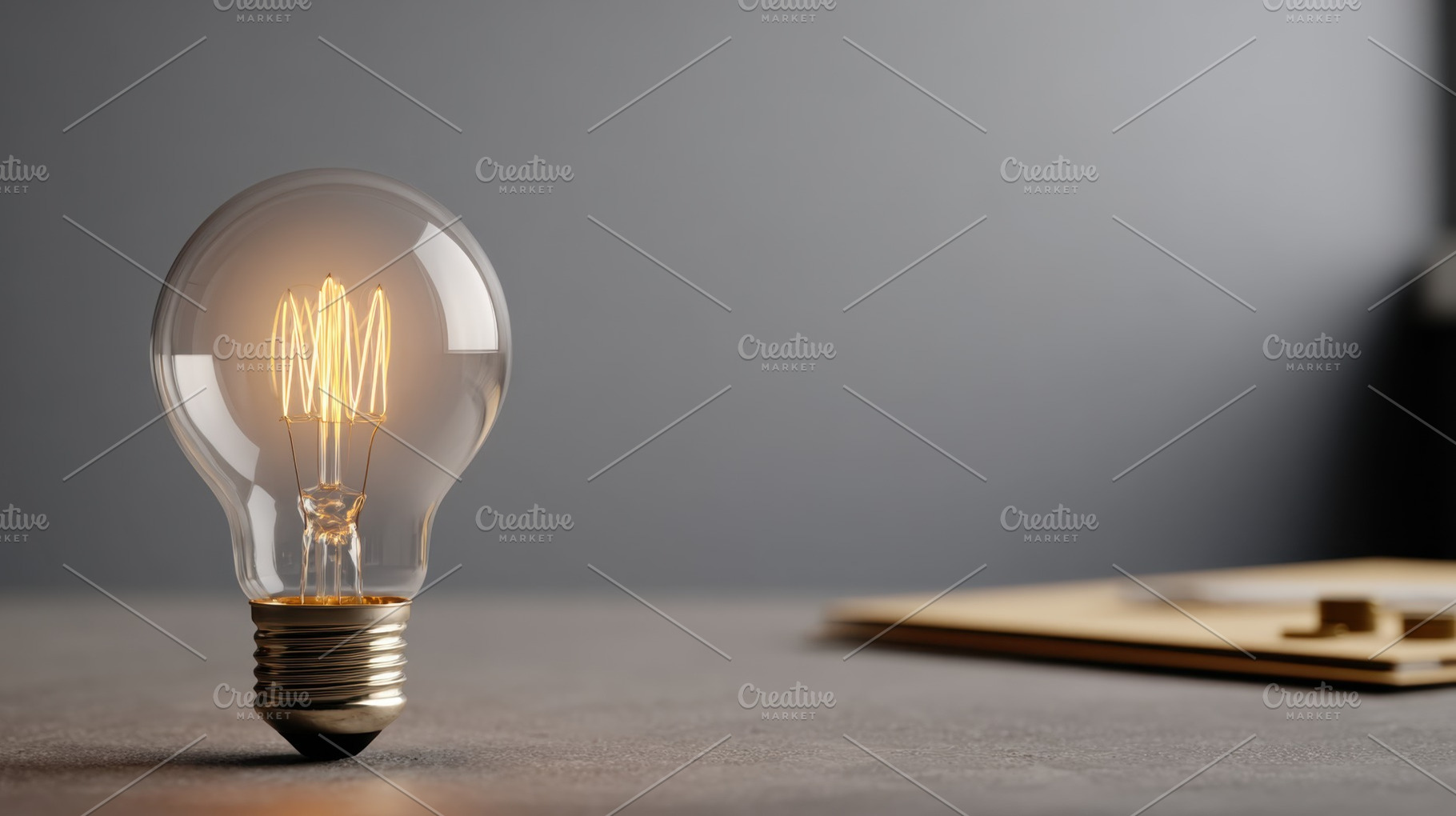 Light bulb on a table with warm glow, a Photo by Beautiful things