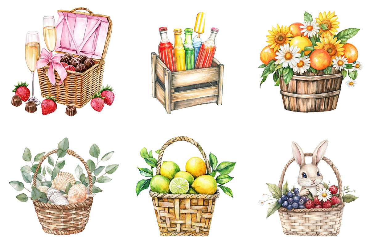 Summer Basket Sublimation Clipart, a Seasonal Illustration by DreamArtGraphic (Photo 4 of 4)