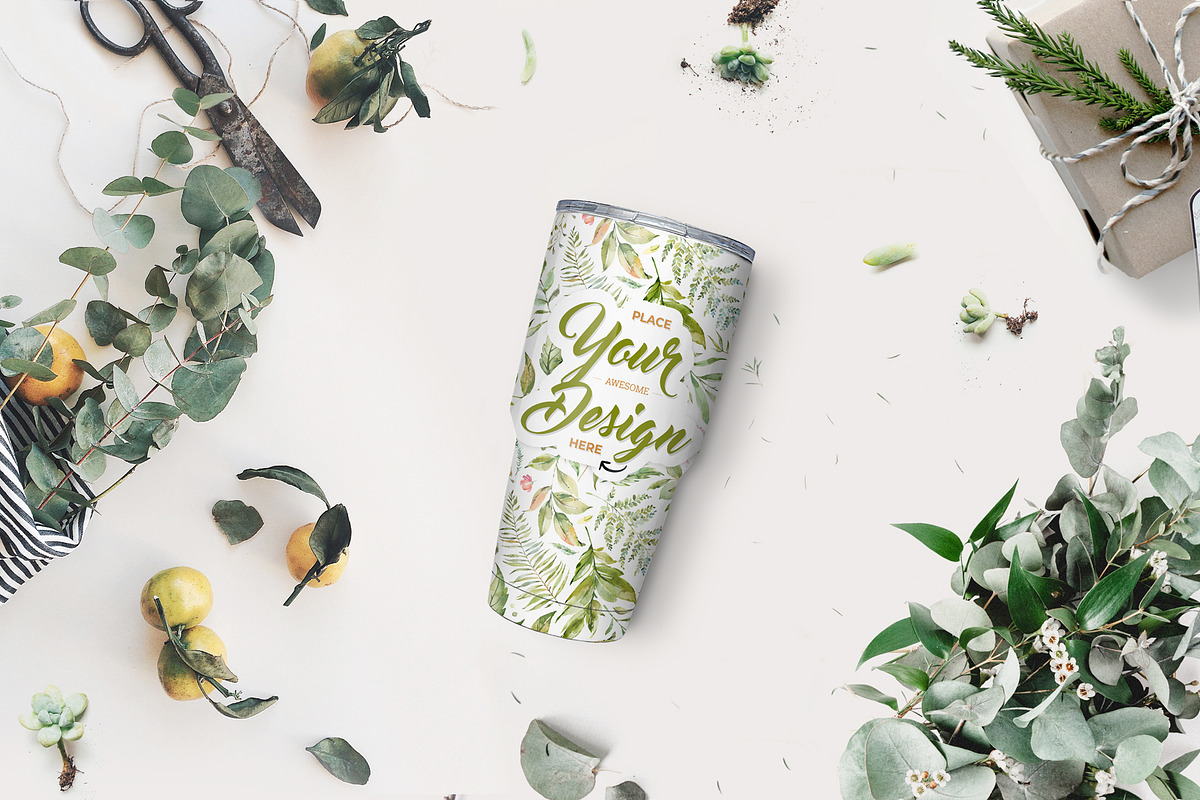 Floral Tumbler Mockup Scene (#002), a Cups & Container Mockup by Europe.graphics (Photo 7 of 8)