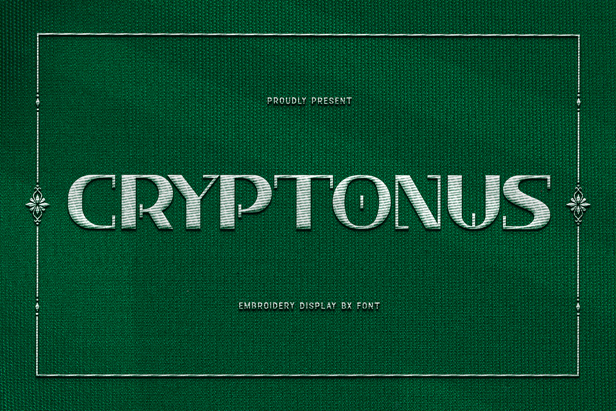 Cryptonus-Embroidery Display BX Font, a Sans Serif Font by overlaytemplates (Photo 1 of 5)