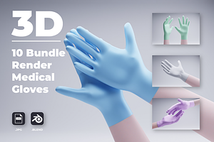 10 Bundle 3D Render Medical Gloves