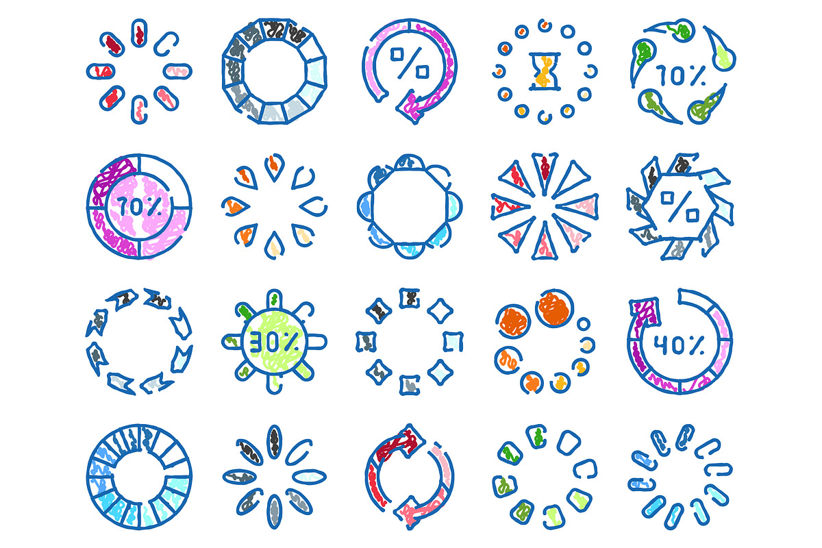 Doodle loading indicator set, an Object Graphic by pikepicture (Photo 2 of 3)