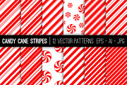 Candy Cane Stripes Vector Patterns, a Pattern Graphic by SubwayParty (Thumbnail 1 of 3)