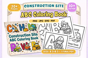 Construction Site ABC Coloring Book, an Education Illustration by Craftsbeefy