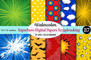 Superhero Digital Papers, a Pattern Graphic by CitraGraphics