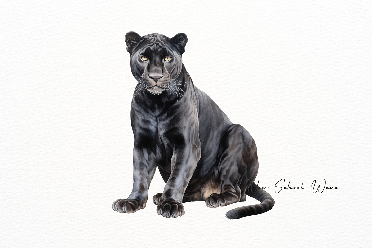 Elegant Black Panther Watercolor Set, an Illustration by New-School-Wave (Photo 4 of 5)