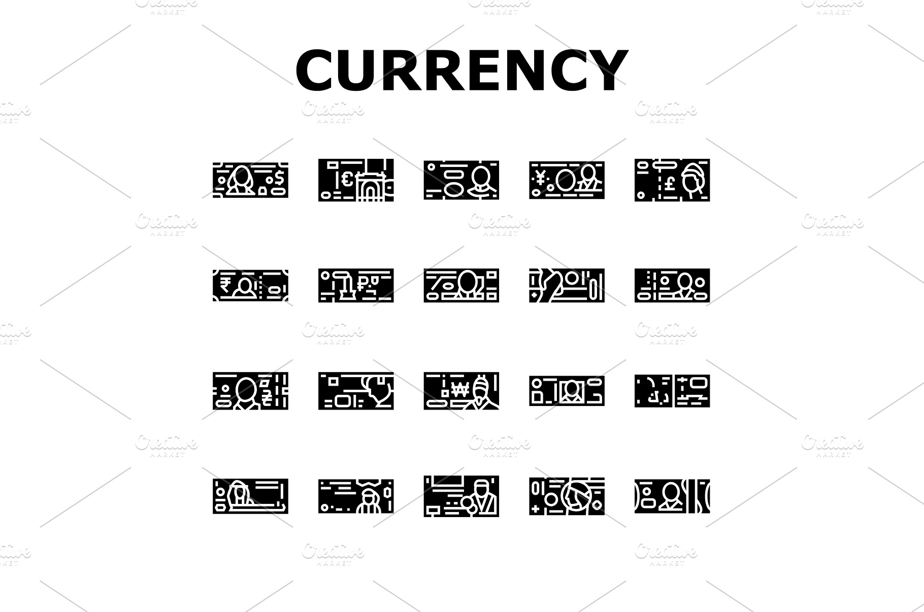 Currency International Finance Icons, an Industrial Photo by pikepicture
