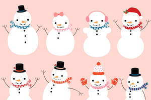 Cute snowman vector clipart