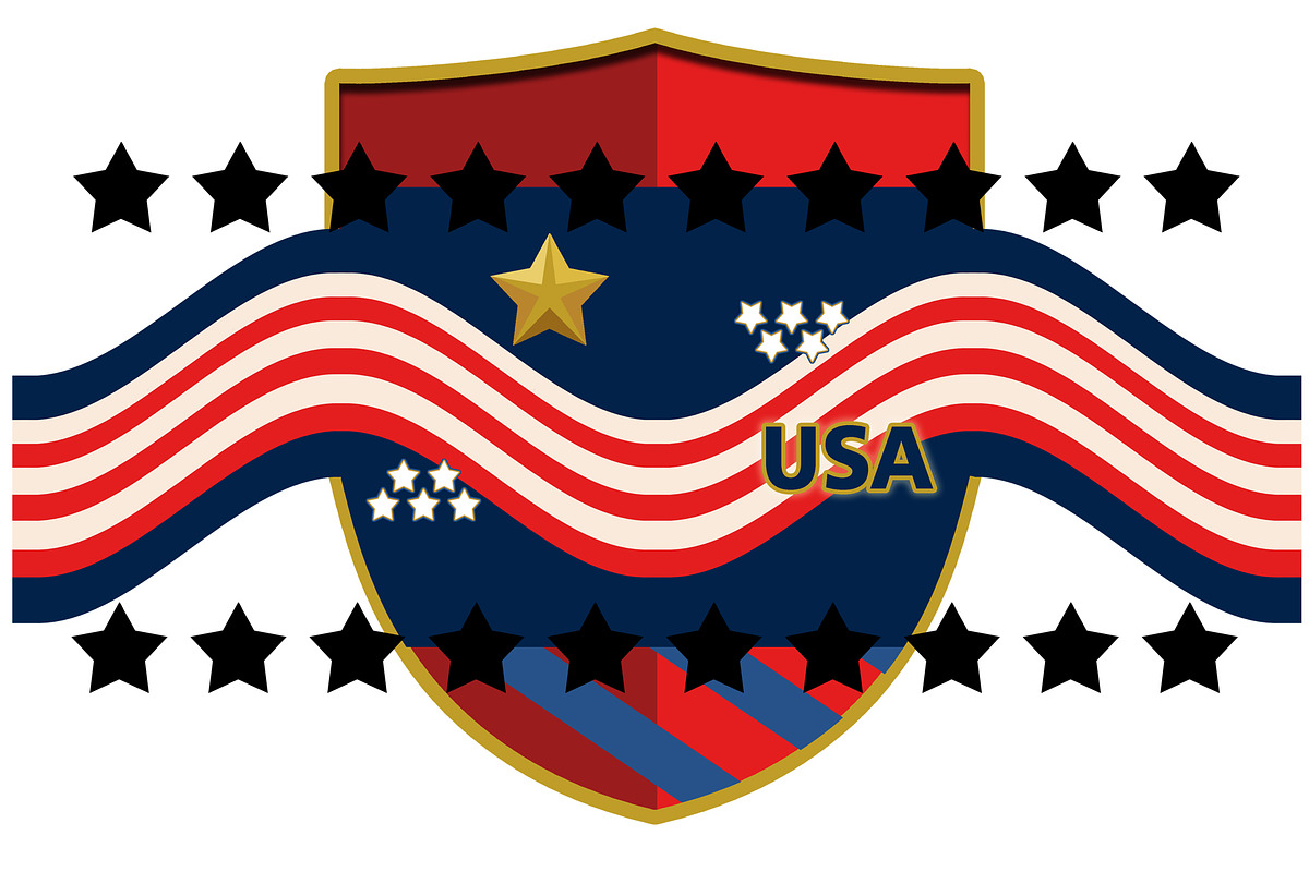 USA Patriotic Black Stars Medallion, an Object Graphic by Sharon Schwalbe