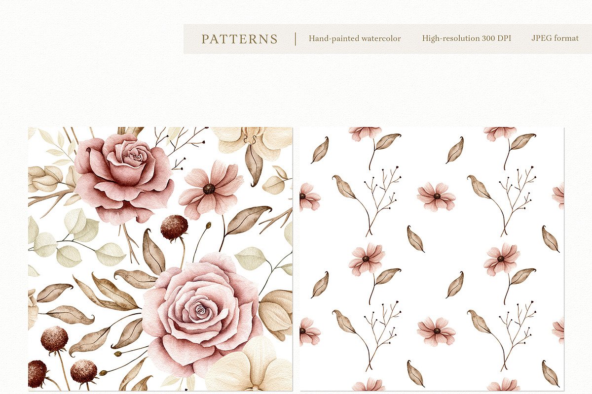 Watercolor Boho Fall Dusty Rose Set, a Decorative Illustration by Carol Lozove (Photo 47 of 74)