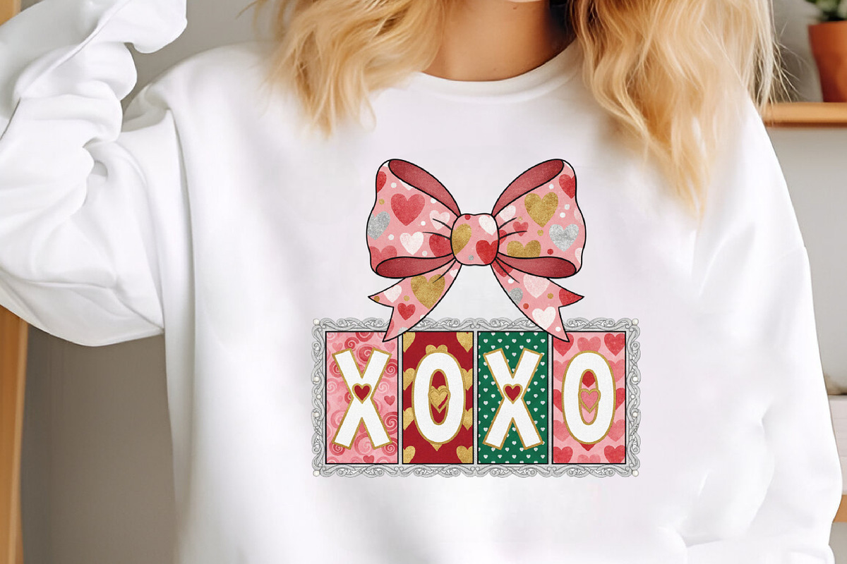 XOXO Valentine PNG, Pink Bow Xoxo, an Illustration by Designking (Photo 5 of 6)