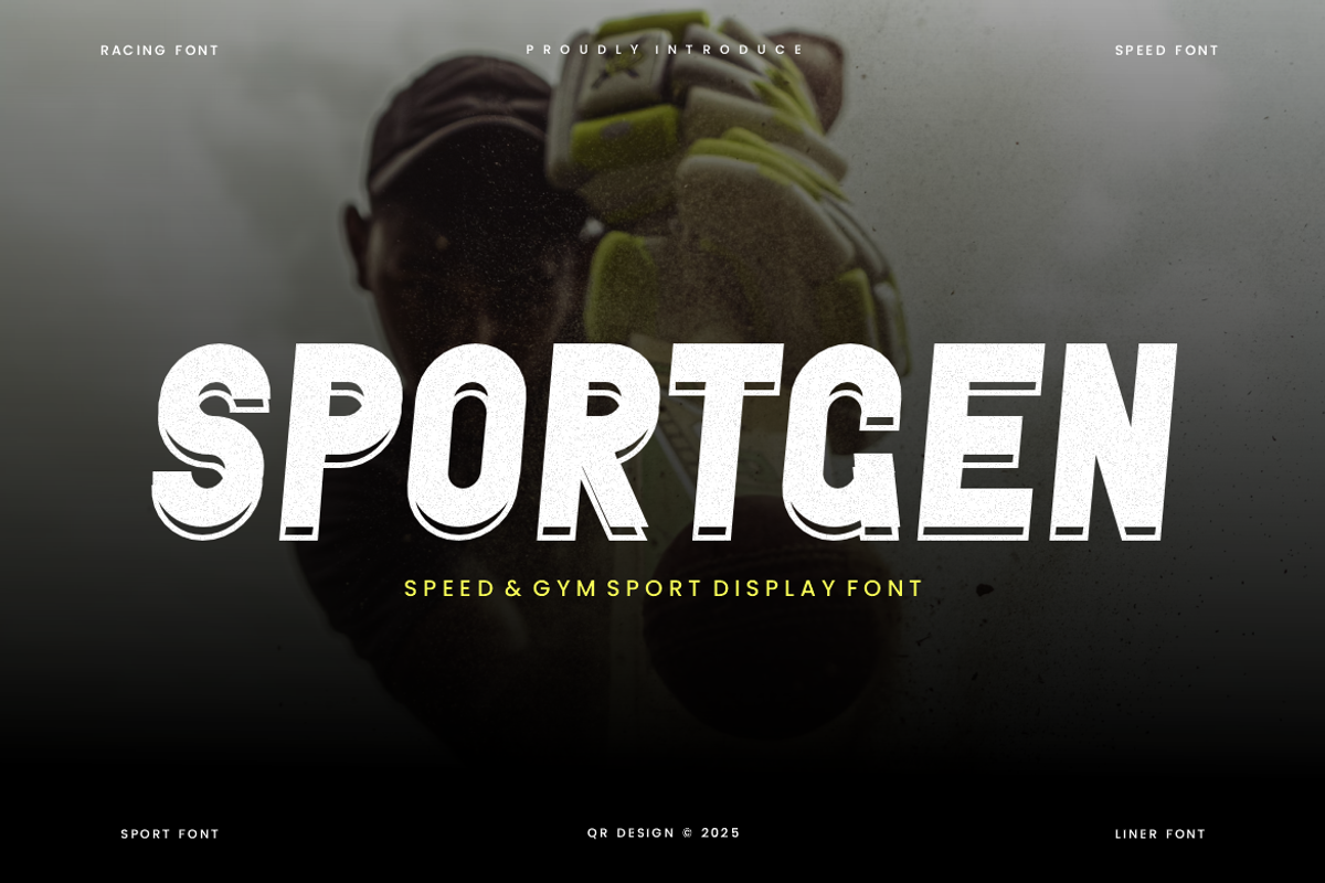 Sportgen - Gym Sport Display Font, a Sans Serif Font by QR Design Studio (Photo 1 of 6)