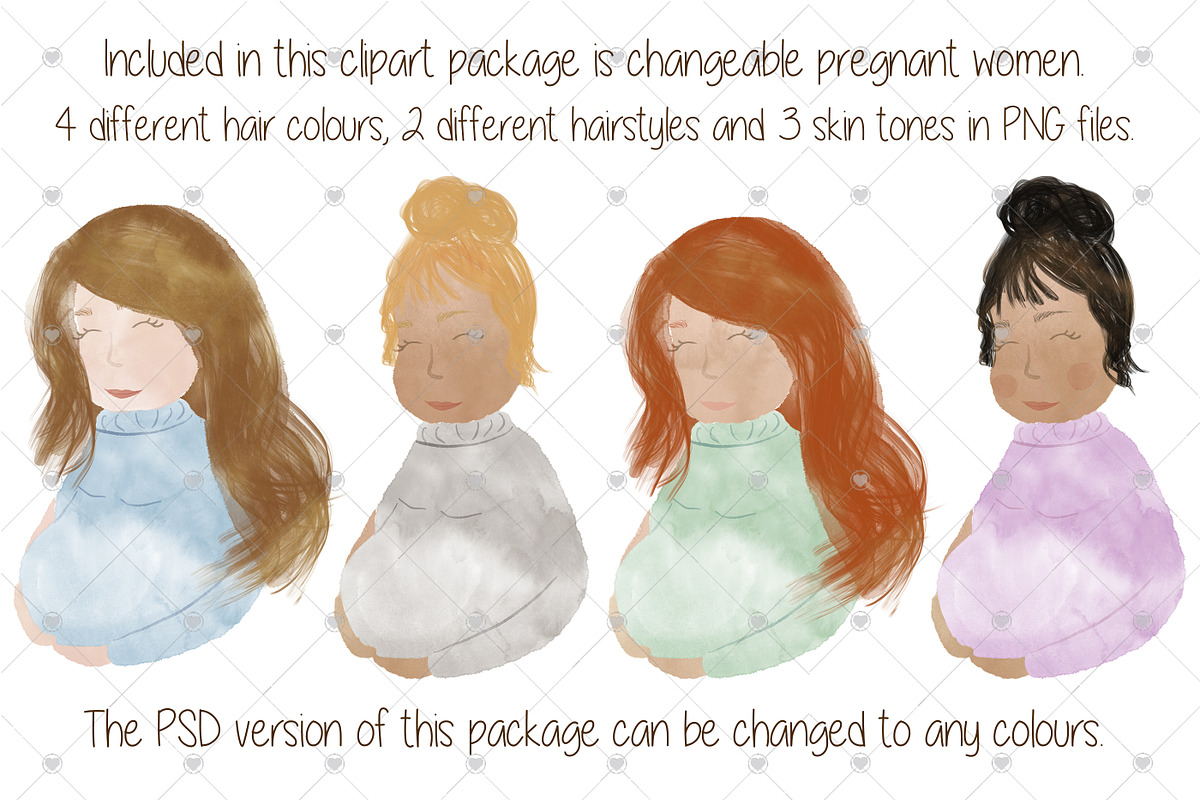 Mum And Baby, Watercolour, Pregnancy, a Person Illustration by CommercialCliparts (Photo 6 of 6)
