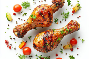 Spicy grilled chicken legs or drumst, a Food & Drink Photo by Pixeness Studio