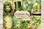 St Patricks Day Junk Journal Pages, a Decorative Illustration by GlamArtZhanna (Thumbnail 1 of 10)