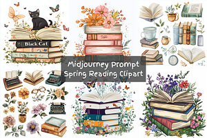Prompt Spring Reading Clipart, a Decorative Illustration by Creative design