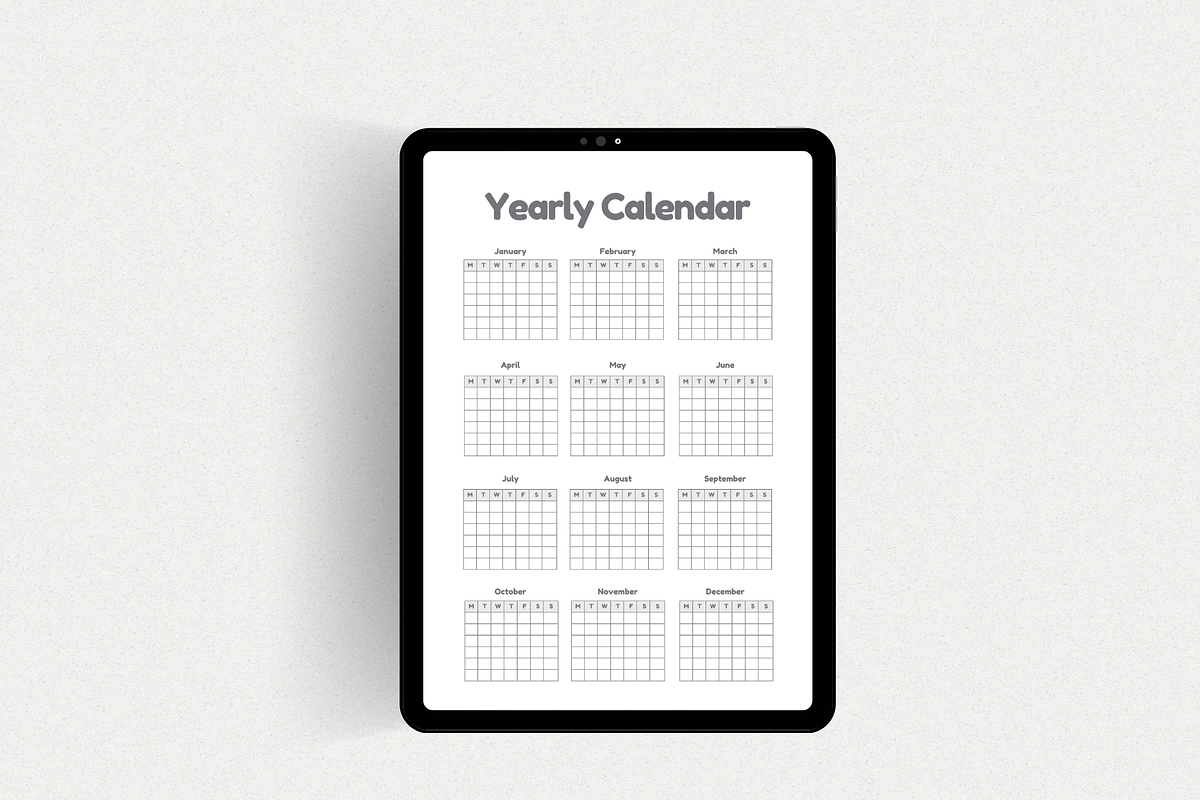 Undated Yearly Calendar Printable, a Stationery Template by The Chaos Project (Photo 8 of 10)