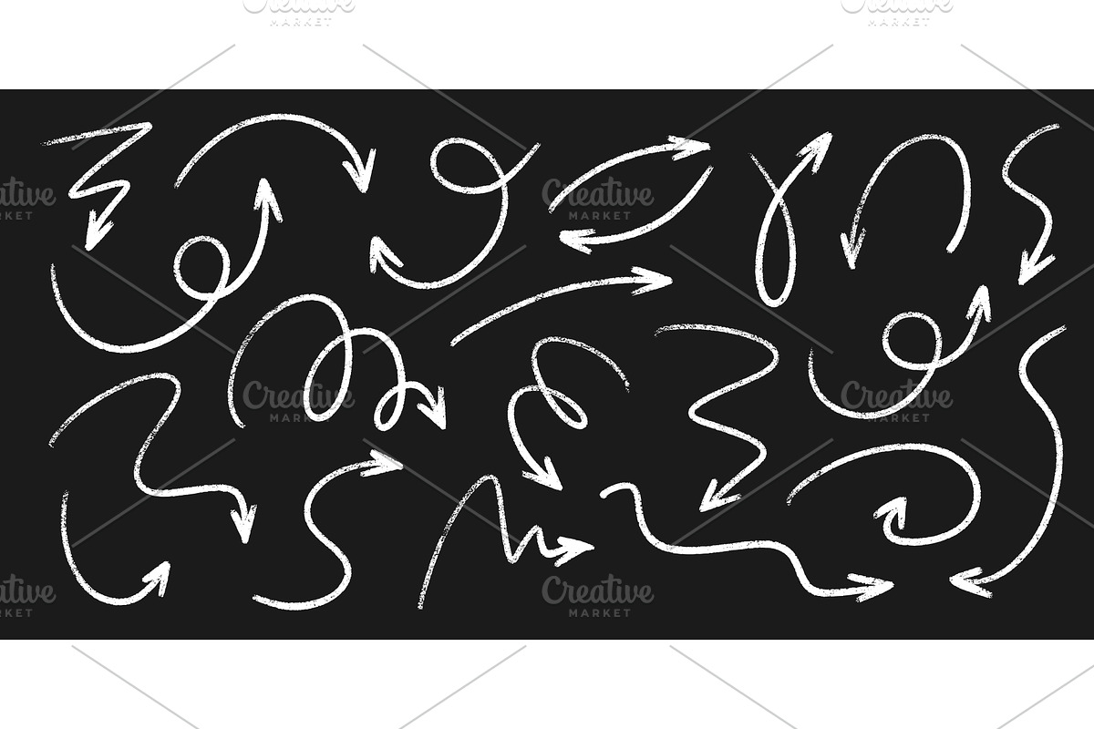Chalkboard arrow doodles pack -, an Object Illustration by YuliiaOsadcha