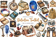 Watercolor Detective Toolkit PNG, an Illustration by SinaCreation (Thumbnail 1 of 5)