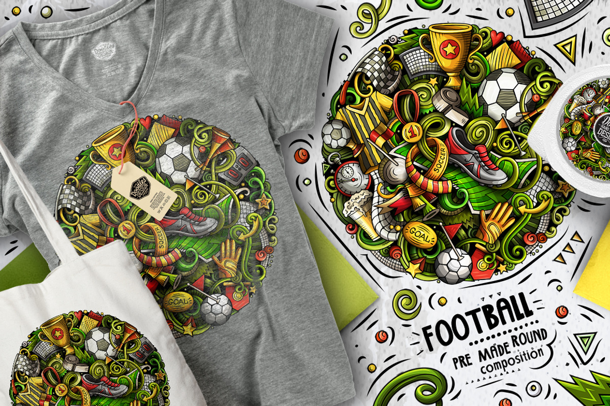 Soccer Cartoon Doodle Big Pack, a Decorative Illustration by BALABOLKA (Photo 8 of 10)