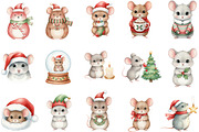 Christmas Mouse Clipart, an Illustration by Designking (Thumbnail 2 of 5)