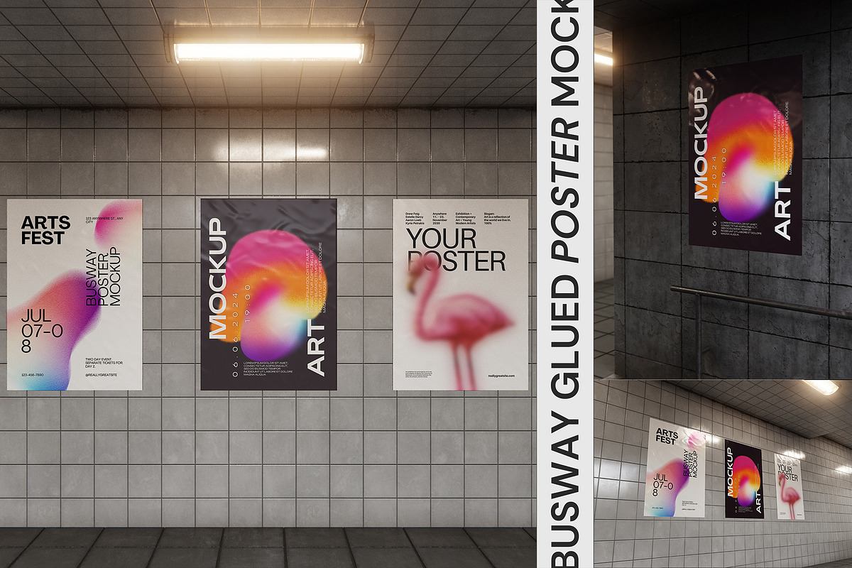 Busway Glued Poster Mockup, an Advertising Mockup by Cutna Studio (Photo 1 of 8)