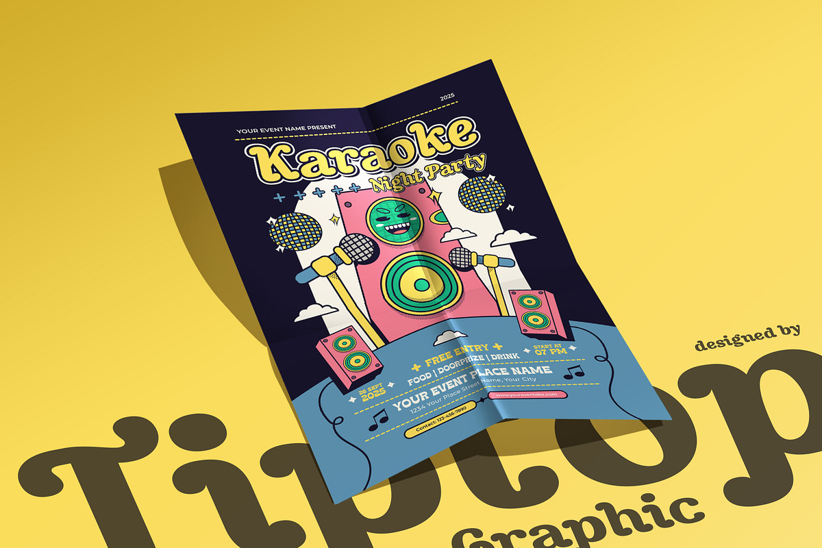 Retro Karaoke Night Party Flyer, a Flyer Template by Tiptop Graphic (Photo 5 of 5)