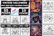 Vintage Halloween Coloring Pages, an Illustration by LightExpress (Thumbnail 1 of 5)