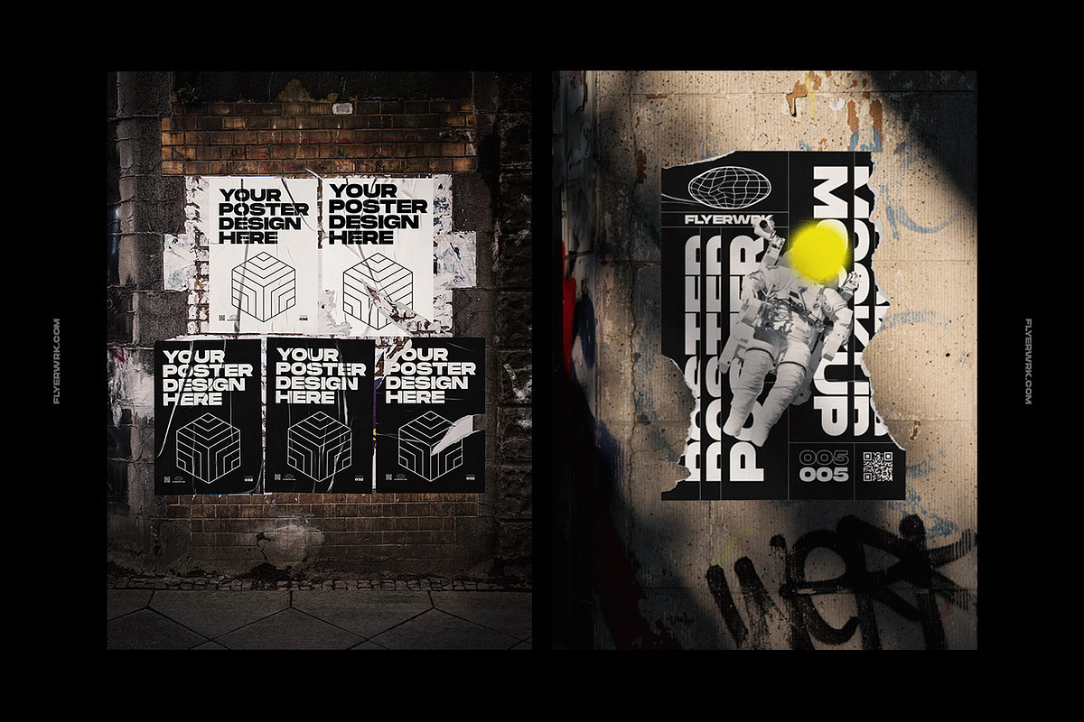 Urban Poster Wall Mockups, a Print Template by FLYERWRK (Photo 3 of 11)