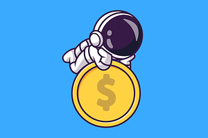 Cute Astronaut Laying On Gold Coin, a Finance Illustration by Catalyst Labs