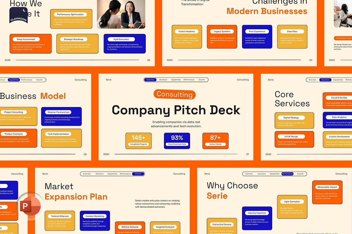Serie Consulting Company Pitch Deck, a Presentation Template by Claymoon Lab (Photo 9 of 9)