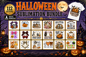 Halloween Sublimation Bundle,112 PNG, a Seasonal Illustration by Libby Wishes
