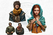 Medieval peasants clipart set, a Person Illustration by ThatsDesignArt (Thumbnail 4 of 10)