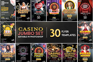 30 Ready-to-Print Casino Flyers, a Marketing Template by Allies Interactive