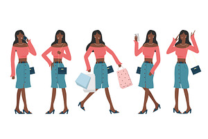 Stylish Young Woman Shopping and, an Object Illustration by Flashvector