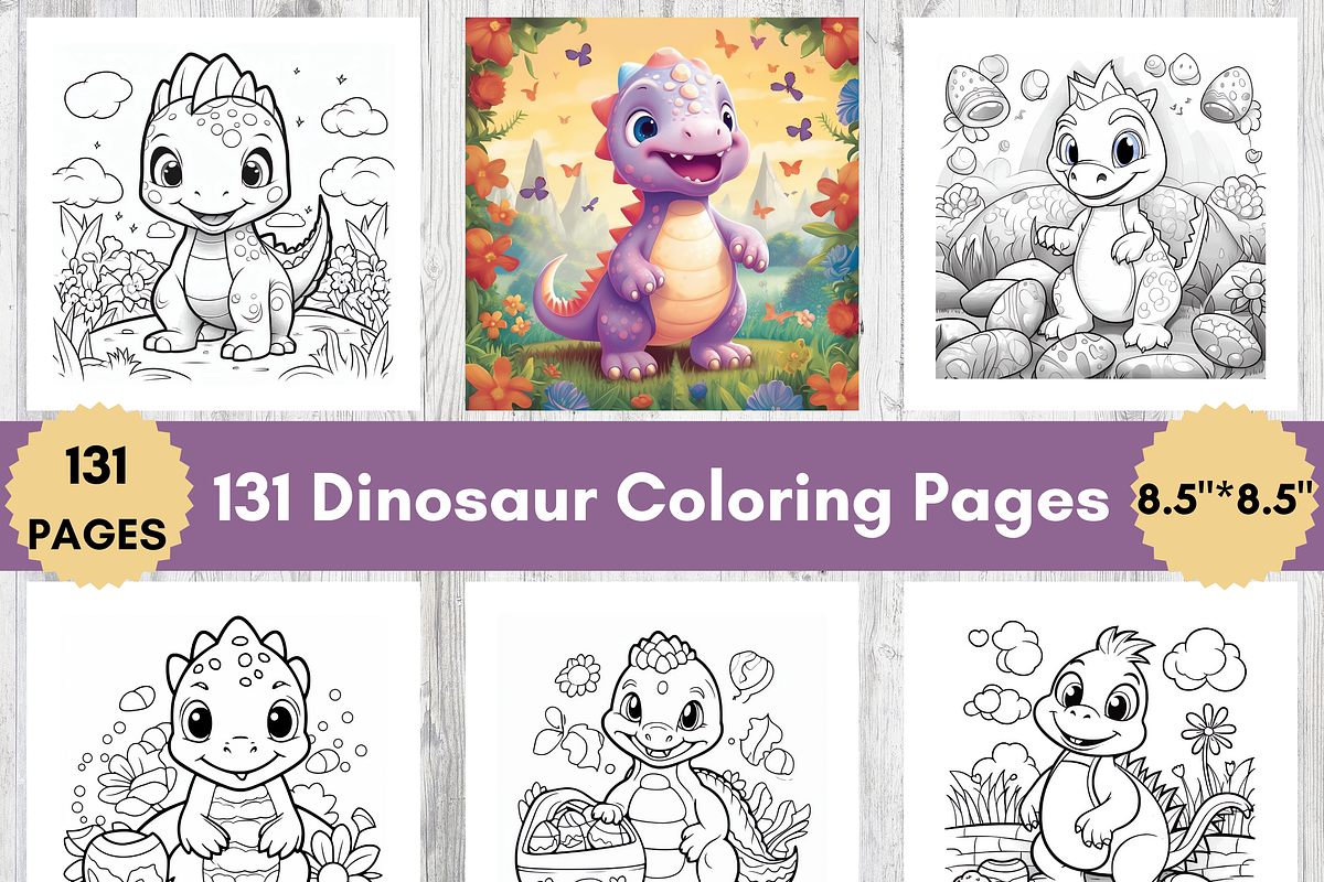 Cute Dinosaur Coloring Page for Kids, an Animal Illustration by LA Design (Photo 1 of 9)