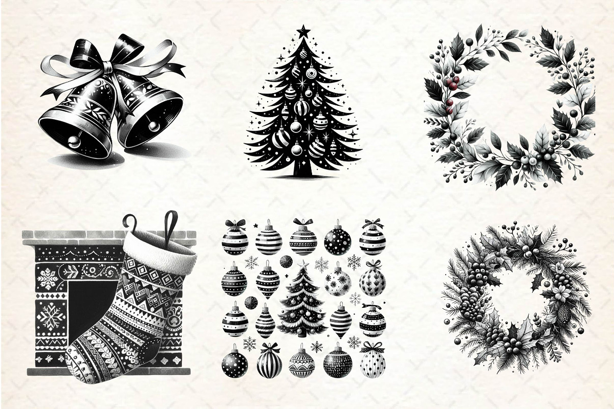 Black and White Christmas Sublimatio, an Illustration by CreationArt (Photo 3 of 5)