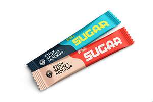 Slim White Sugar Sachet Mockup