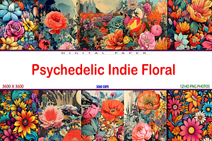 Watercolor Psychedelic Indie Floral