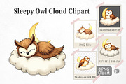 Sleepy Owl Cloud Clipart, a Graphic by Artnoy (Thumbnail 1 of 5)