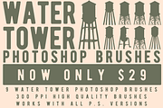 Water Tower Photoshop Brushes, a Brush Add-On by CJR Designs (Thumbnail 1 of 2)