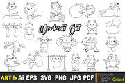Funny Kawaii Workout Cat Clipart, an Animal Illustration by ARTify Illustrations (Thumbnail 1 of 3)