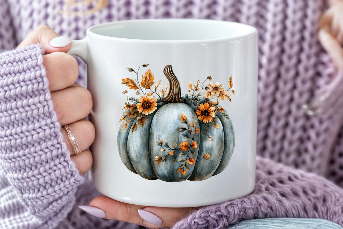 Watercolor Autumn Flower Pumpkin PNG, an Illustration by Pixels.Craft (Photo 4 of 7)