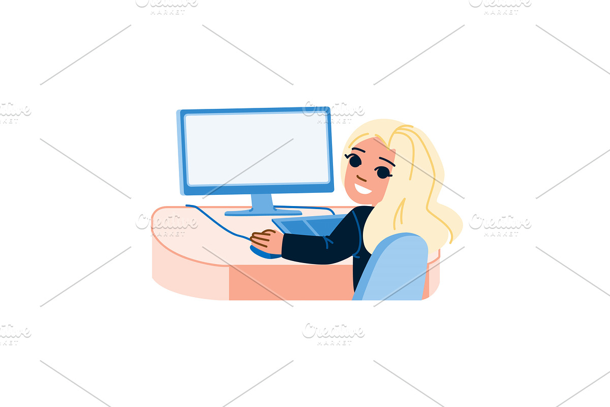 Smiling businesswoman working with, a Person Illustration by pikepicture