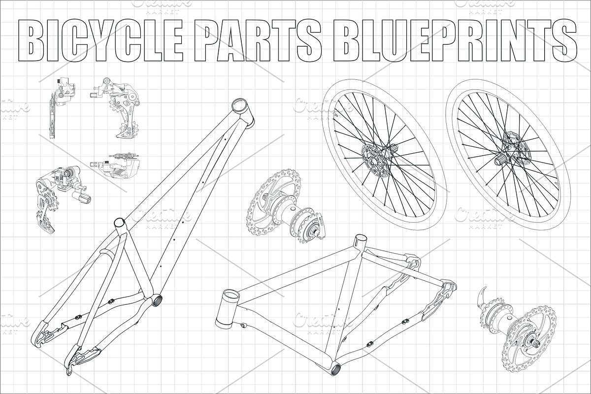 Bicycle Parts Blueprints Set, a Sport Illustration by Blacklight (Photo 4 of 10)