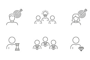 Business Target and Leadership Icons, a Person Illustration by Gentle Studio